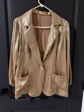 Women's Shimmer Blazer Jacket in Metallic Gold